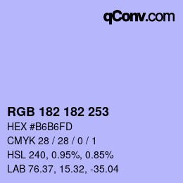 颜色代码: RGB 182 182 253 | qconv.com