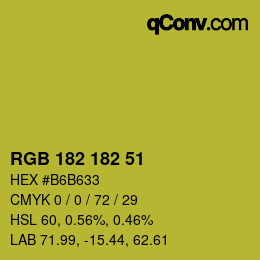 Color code: RGB 182 182 51 | qconv.com