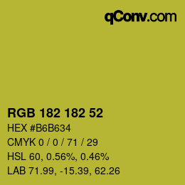 Color code: RGB 182 182 52 | qconv.com