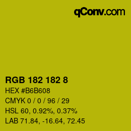 颜色代码: RGB 182 182 8 | qconv.com