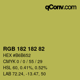 Color code: RGB 182 182 82 | qconv.com