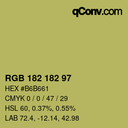 Color code: RGB 182 182 97 | qconv.com
