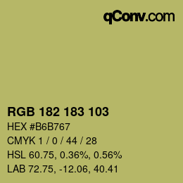 Color code: RGB 182 183 103 | qconv.com