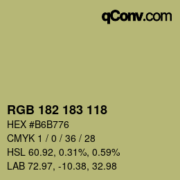 Color code: RGB 182 183 118 | qconv.com