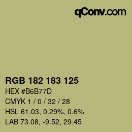 Farbcode: RGB 182 183 125 | qconv.com