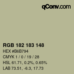 Color code: RGB 182 183 148 | qconv.com