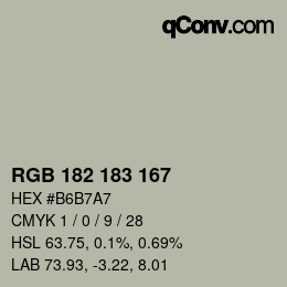 Color code: RGB 182 183 167 | qconv.com