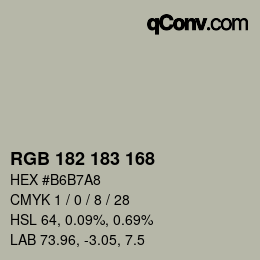 Color code: RGB 182 183 168 | qconv.com