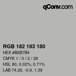 Color code: RGB 182 183 180 | qconv.com