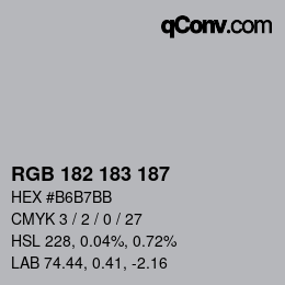 Color code: RGB 182 183 187 | qconv.com