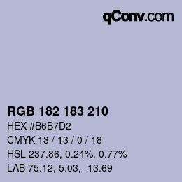 Color code: RGB 182 183 210 | qconv.com