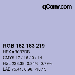 Color code: RGB 182 183 219 | qconv.com