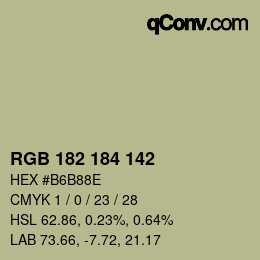 Color code: RGB 182 184 142 | qconv.com