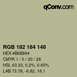 Código de color: RGB 182 184 148 | qconv.com