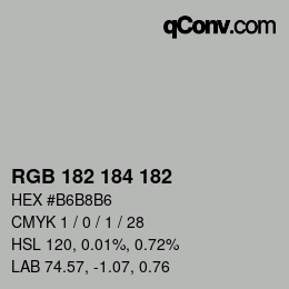 Color code: RGB 182 184 182 | qconv.com