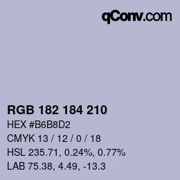 颜色代码: RGB 182 184 210 | qconv.com
