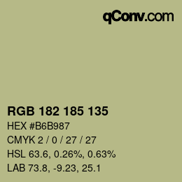 Color code: RGB 182 185 135 | qconv.com
