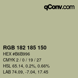 Color code: RGB 182 185 150 | qconv.com