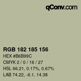 Color code: RGB 182 185 156 | qconv.com