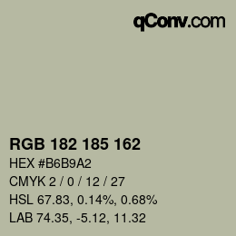 Color code: RGB 182 185 162 | qconv.com