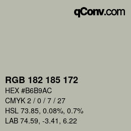 Color code: RGB 182 185 172 | qconv.com
