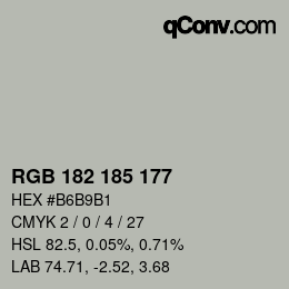 Color code: RGB 182 185 177 | qconv.com