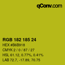 カラーコード: RGB 182 185 24 | qconv.com