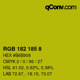 Color code: RGB 182 185 8 | qconv.com