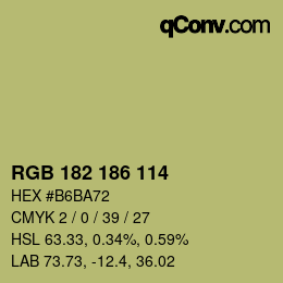 Color code: RGB 182 186 114 | qconv.com