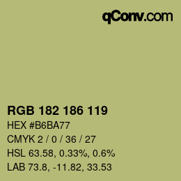 Color code: RGB 182 186 119 | qconv.com