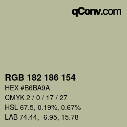 Color code: RGB 182 186 154 | qconv.com