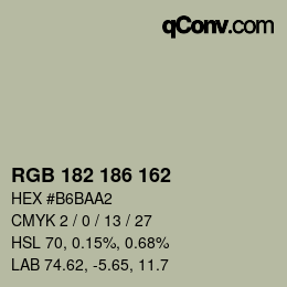 Color code: RGB 182 186 162 | qconv.com