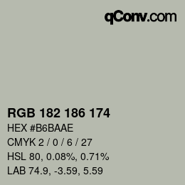 Color code: RGB 182 186 174 | qconv.com