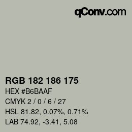 Color code: RGB 182 186 175 | qconv.com