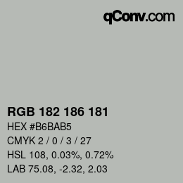 Color code: RGB 182 186 181 | qconv.com