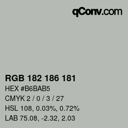 Color code: RGB 182 186 181 | qconv.com