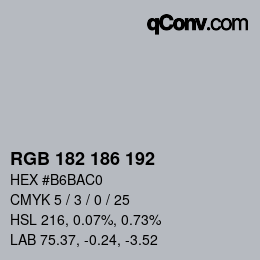 Color code: RGB 182 186 192 | qconv.com
