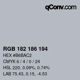Color code: RGB 182 186 194 | qconv.com