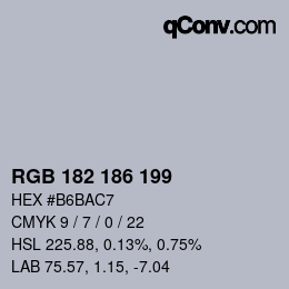 Color code: RGB 182 186 199 | qconv.com