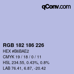 Color code: RGB 182 186 226 | qconv.com