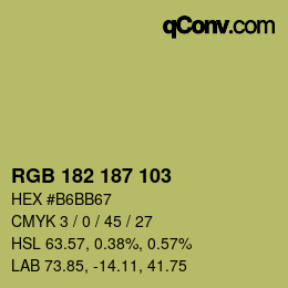 Color code: RGB 182 187 103 | qconv.com