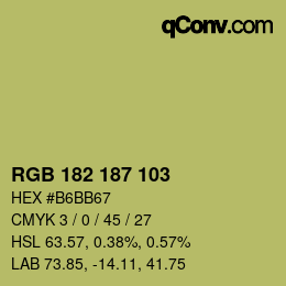 カラーコード: RGB 182 187 103 | qconv.com