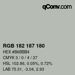 Color code: RGB 182 187 180 | qconv.com