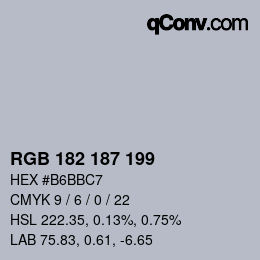 Color code: RGB 182 187 199 | qconv.com