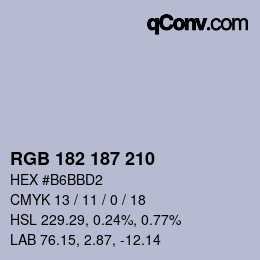Color code: RGB 182 187 210 | qconv.com