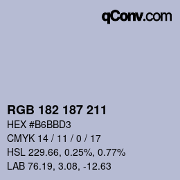 Color code: RGB 182 187 211 | qconv.com