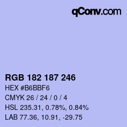 Color code: RGB 182 187 246 | qconv.com