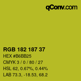 Color code: RGB 182 187 37 | qconv.com