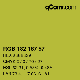 Color code: RGB 182 187 57 | qconv.com