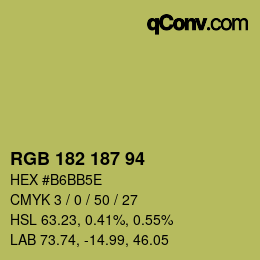 Color code: RGB 182 187 94 | qconv.com